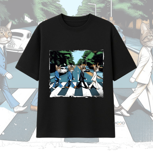 Camiseta Cat Crossing The Road Crosswalk